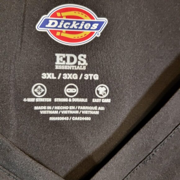 Dickie's Woman's EDS Essentials Medical V Neck Scrub Top 3XXL Black NEW - Picture 3 of 8